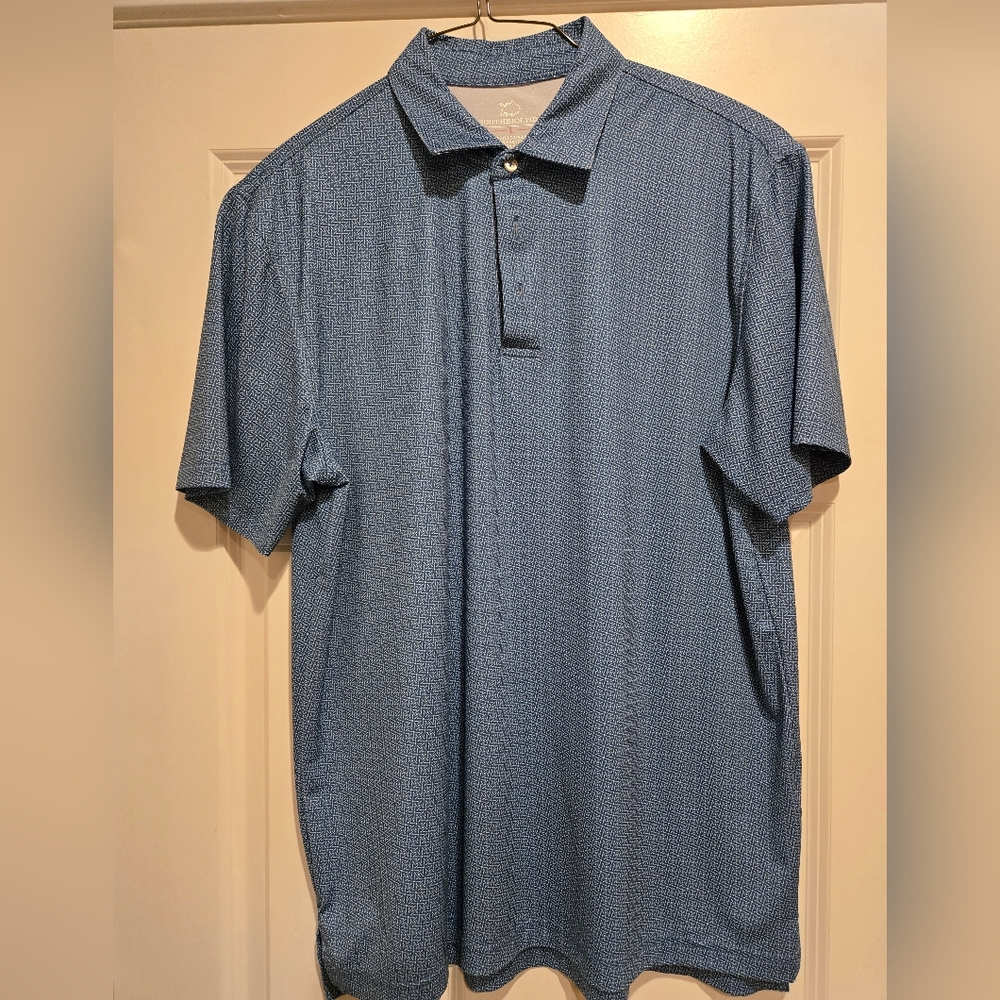 Southern Tide Blue patterned lightweight polo men's large